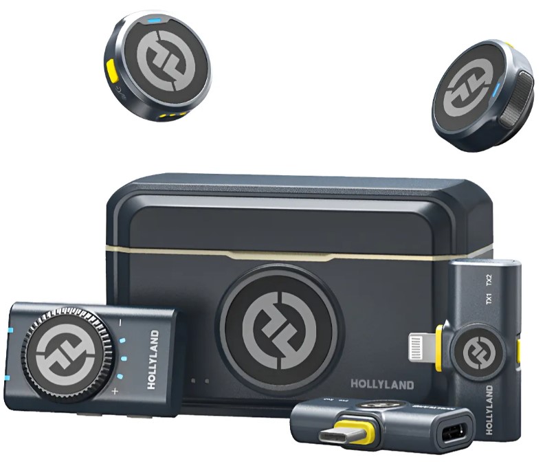 Microfone Hollyland Lark M2 Duo Combo Duplo Para 2 Pessoas USB-C, Lightning e Camera preto